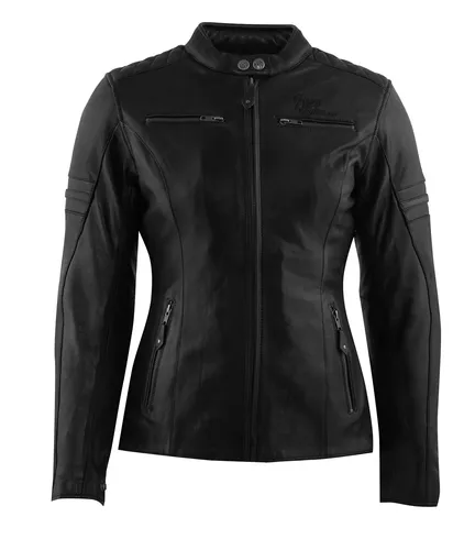 Damen Motorrad Leder Jacke 46 - Rusty Stitches Joyce v2 - Schwarz - Hochwertige Motorradjacke für Damen, atmungsaktiv und winddicht, mit herausnehmbaren Protektoren für optimalen Schutz und Komfort.