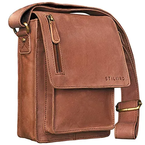 STILORD Herren-Umhängetasche 'Finn' - Vintage Messenger-Bag aus echtem Büffel-Leder - Praktische Messenger-Bag für Herren aus hochwertigem Büffelleder, ideal für Tablets bis 8,4 Zoll und mit durchdachtem Design für optimale Organisation.