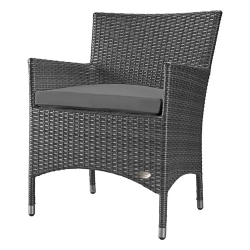 RS Trade® Exclusive 'Trento' Polyrattan Gartenstuhl in silber von RS Trade