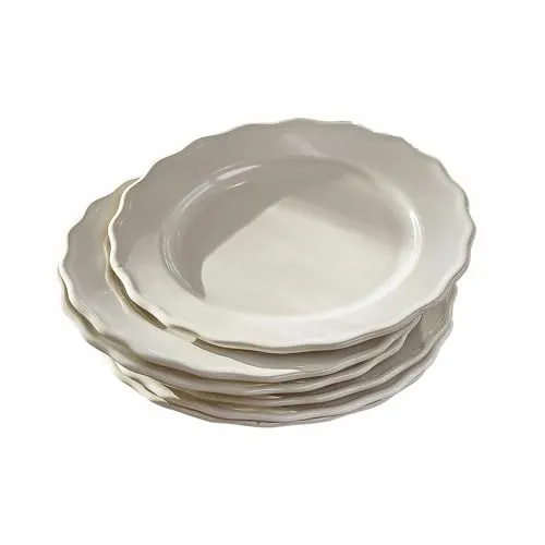 LOBERON Teller 6er Set Mallevesse - Speiseteller aus hochwertigem Steinzeug mit geriffelten Rändern, spülmaschinenfest und ideal für langlebigen, klassischen Tischstil.