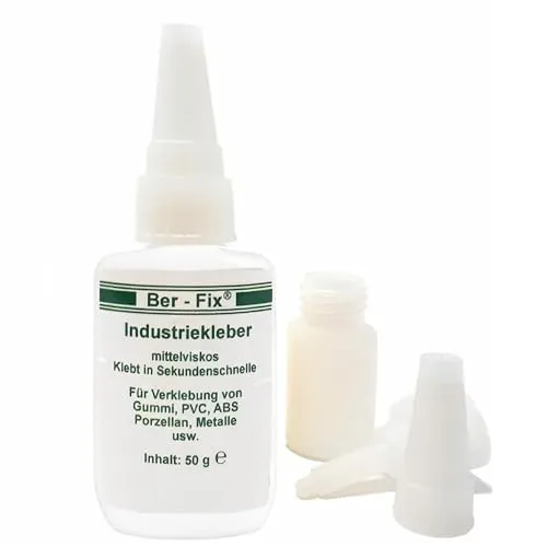 Ber-Fix Industriekleber mittelviskos (100 mPas) 50g leicht dickflüssig universell einsetzbar für Industrie und Heimwerker extra stark und vielseitig für Kunststoff Metall Holz PVC Gummi Keramik -