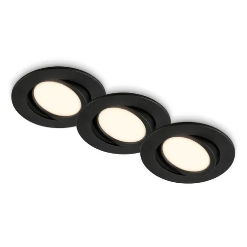 Briloner 3er Set LED Einbauleuchten Piwo schwarz Ø 8 cm   Deckenleuchten
