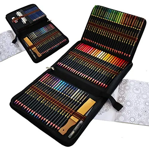 WRKEY Aquarell Buntstifte Set für Erwachsene, 96 Stück Buntstifte zum Zeichnen und Skizzieren Profi Art Werkzeug Set mit Graphitkohlestifte Sticks Werkzeuge für Anfänger Künstler