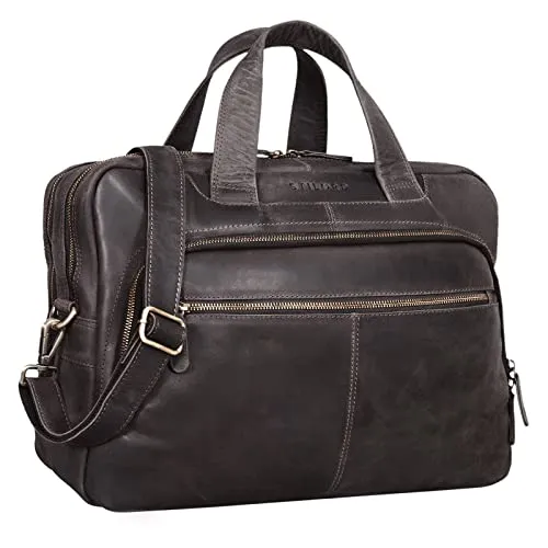 STILORD 'Lias' Echtleder Umhängetasche für Herren - Laptop-Schultertasche aus hochwertigem Rindsleder mit separatem, gepolstertem Fach für 15,6 Zoll Notebooks. Ideal für Beruf und Freizeit, bietet XL Platzangebot und stilvolles Design.
