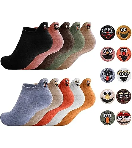 Sporzin Lustige Socken Damen 39-42 Socken Damen 35-38, 10 Paar Bunte Socke n Witzige Socke n - Smiley, Herzförmig, Welpen, Tier, Baumwolle