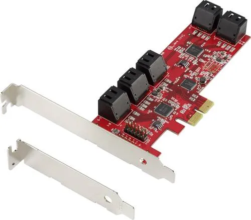 Renkforce RF-2748532 10 Port SATA Controller - RAID-Controller mit Datentransfer von bis zu 6 GBit/s, ideal für SATA SSDs und inklusive Low-Profile Slotblech für kompakte Gehäuse.