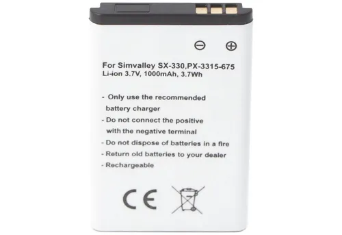 AccuCell Akku passend für Simvalley SX-330, PX-3315-675, Li-Ion, 3,7V, 1000mAh Akku 1000 mAh (3,7 V)