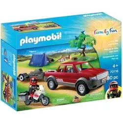 PLAYMOBIL® 70116 Abenteuer Pick-up - Playmobil Set mit Pick-up, Anhänger & Motorrad. Ideal für kreative Rollenspiele, mit abnehmbarem Dach und anpassungsfähigen Rädern für jedes Terrain.