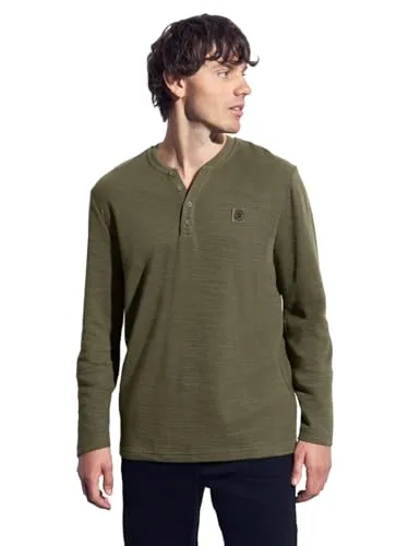 Street One MEN Herren Softes Slub Henleyshirt