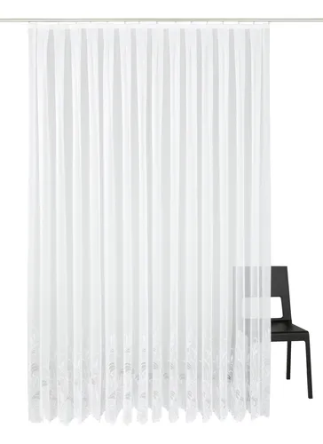 Weckbrodt Gardine Jacqu, Kräuselband, halbtransparent - Elegante Gardine in Weiß mit Blumenranken-Motiv, aus pflegeleichtem Polyester, perfekt für stilvolle Fensterdekoration und Lichtdurchlässigkeit.