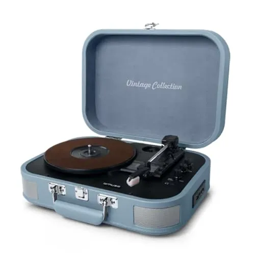 MUSE MT-201 BVB Plattenspieler in Weiß - Plattenspieler mit Bluetooth & USB, 3 Geschwindigkeiten für Vinyl, integrierte Stereo-Lautsprecher für sofortigen Musikgenuss.