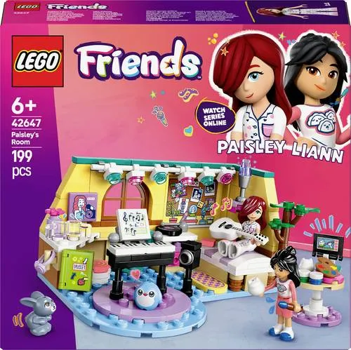 LEGO FRIENDS Paisleys Zimmer 42647 - Spielzeug für kreative Köpfe ab 6 Jahren, mit 2 Minifiguren und musikalischen Rollenspielmöglichkeiten, fördert soziale Fähigkeiten und Fantasie.