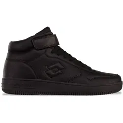 Lotto PALIOT MID OC Unisex Sneaker, Black, 44 EU - Damen-Sneaker im Midcut-Basketballdesign, trendige monochrome Farbgebung und gepolstertes Logo für zusätzlichen Komfort.