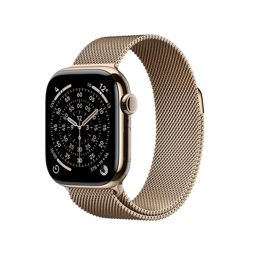 Apple Watch Series 11 GPS + Cellular 46mm - Gold Titanium Gehäuse mit Milanese Loop - Zubehör & Kabel - Die ultimative Smartwatch für deine Gesundheit mit Hypertonie-Erkennung und Schlafindex, perfekt für einen aktiven Lebensstil.