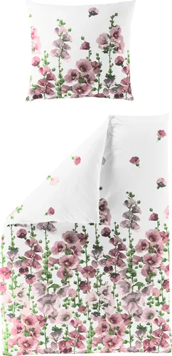 Traumschloss Seersucker Sommer Bettwäsche feige mit rosa Blumen 200 x 200 cm - Diese hochwertige Seersucker Bettwäsche von Traumschloss bietet optimalen Komfort für die warmen Monate. Die luftige Struktur sorgt für eine angenehme Frische, während der praktische Reißverschluss das Beziehen erleichtert. Pflegeleicht bis 60°C.