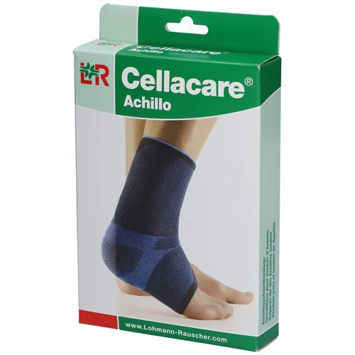Cellacare® Achillo Achillessehnenbandage, blau/schwarz - Größe 5 - Arzneimittel zur Unterstützung der Achillessehne, fördert Durchblutung und Lymphabfluss dank innovativer Lymphtec-Pelotte.