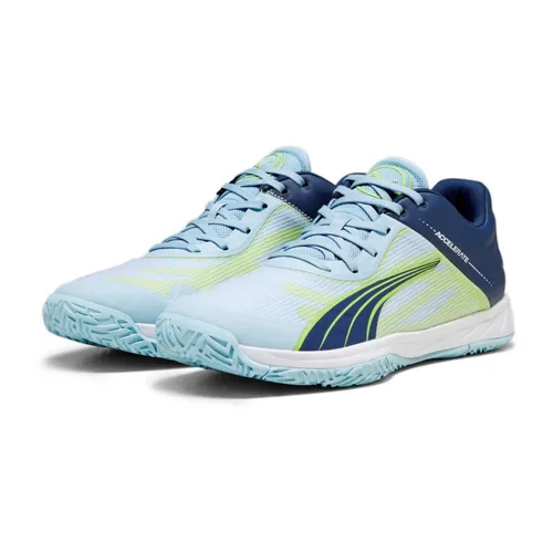 Puma Accelerate Turbo Hallensportschuhe Unisex hellblau navy hellgelb Gr 42,5