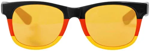 Folat 30802 – Deutschland Brille, Blues Brothers, Schwarz, Rot, Gold, mit gelbgetönten Gläsern, Sonnenbrille, WM, EM, Fußball, Ballermann, Karneval, Motto Party, Gartenparty, Public Viewing