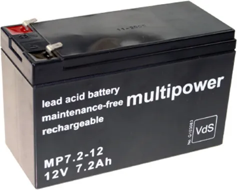 Multipower Bleigel-Akku MP7.2-12 12,0Volt 7,2Ah mit 4,8mm Steckanschlüssen