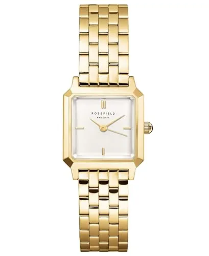 Rosefield Uhr Boxelle White Gold für Damen - BWGSG-B01 - Elegante Armbanduhr mit zeitlosem Design und modernem weißen Zifferblatt. Wasserdicht bis 3 ATM, ideal für den Alltag. Perfekt als Geschenk für jeden Anlass.
