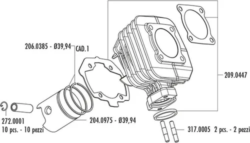 Polini Zylinderkit D. 40 für Peugeot Ludix 50
