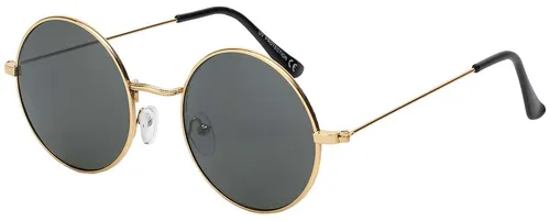 Produktbild Herren Sonnenbrille Rund Form Designer 80er Modern Urlaub Sommer Strand 30559 Schwarz-Gold