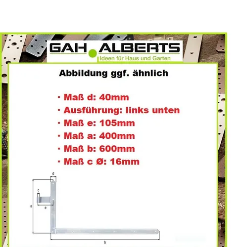 GAH Stahl Torwinkelband 400 x 600 x 40 x 105 mm - Robustes Torwinkelband aus verzinktem Stahl, ideal für Gewerbe und Wohnen, sorgt für langlebige Stabilität und Sicherheit.