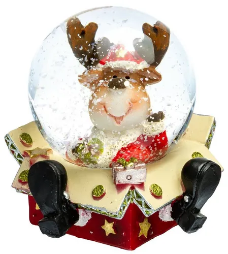 SIKORA Schneekugel SK03 Kleine Glas Schneekugel für Kinder Elch im Geschenkpaket D:45mm, Besondere Winterdeko – das perfekte Geschenk für Familie & Freunde