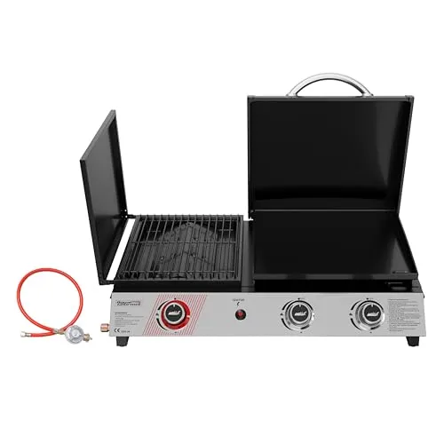 Royal Gourmet 3 Brenner Gasgrill: 3 in 1 Tischgrill für Grillen, Braten & Kochen