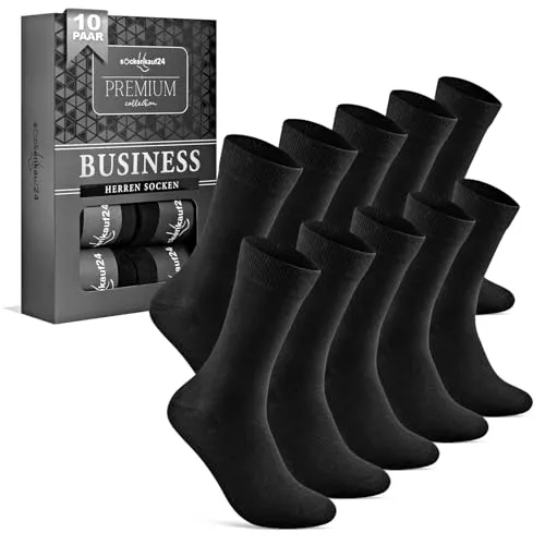 Paar Socken Herren 43-46 Schwarz Business Socken Baumwolle Atmungsaktive Anzugsocken 15800 10