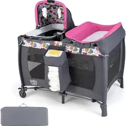 COSTWAY 5 in 1 Beistellbett Baby – Multifunktionales Reisebett mit Matratze