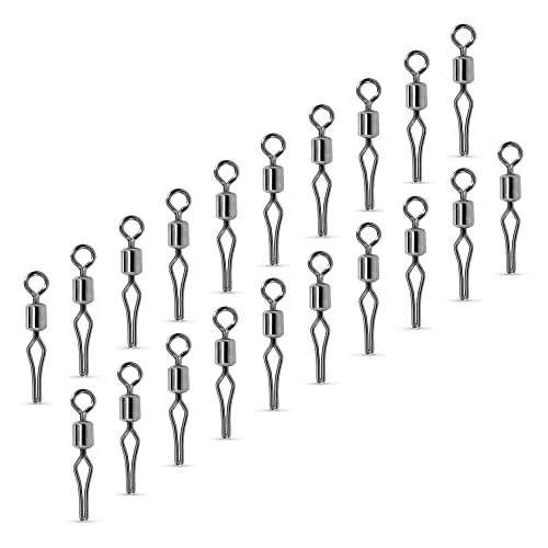 NEU AMZfishing® 20x Drop-Shot Wirbel | Karabinerwirbel Angeln | Wirbel Drop Shot | Wirbelset | Wirbel Angeln | Angel Wirbel | Angelwirbel Set | Angeln Wirbel | Angelzubehör Wirbel Set (20, 8)