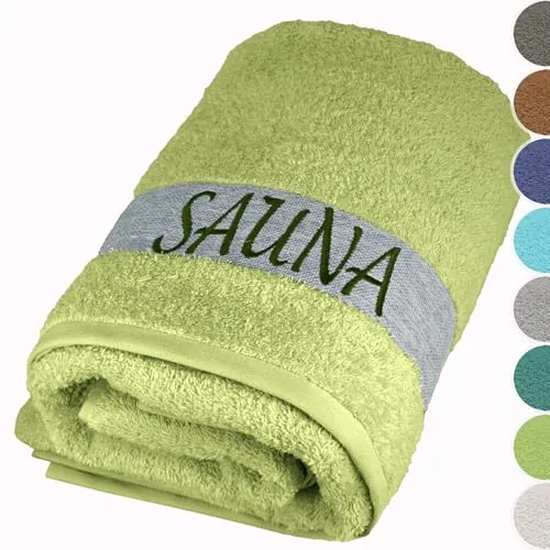 Lashuma Saunatuch Damen 100x200 cm Grün - Salbeigrün, Lima weiches XXL Frottee großes Badetuch