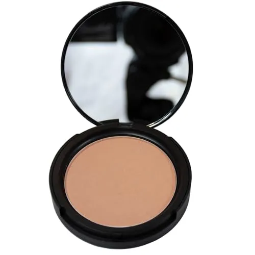 GRIMAS Compact Powder 8g, Farbe 08 Hellbraun, hochwertiger gepresster Puder mit Quaste, als Basis-Make-up oder zum Abpudern
