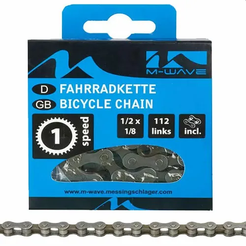 M-Wave Fahrradkette  1fach, 1/2 x 1/8 mit Kettenglied 112 Glieder