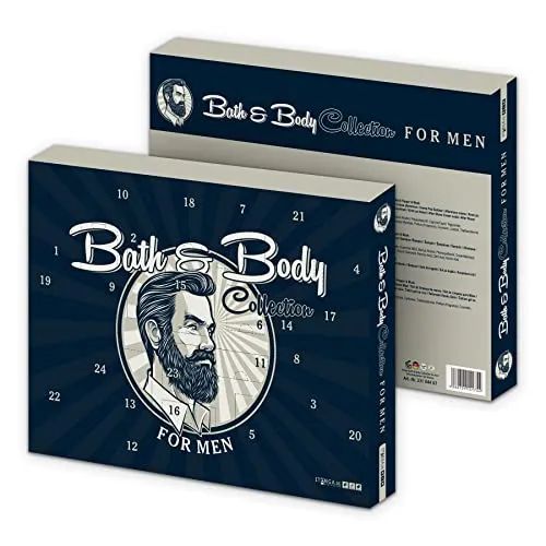 itenga Adventskalender für Männer - 24 Pflegeprodukte für Bart und Körperpflege, modernes Design im XXL-Format 46 x 4 x 34cm, tolle Geschenkidee für Ihn