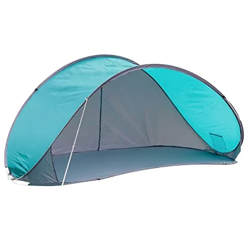 HI Pop-Up-Strandmuschel Blau – UV-Schutz und schneller Aufbau - Strandmuschel mit UV-Schutz 50+ und wasserdichtem Material. Ideal für Strand, Camping oder Garten, schnell aufbaubar dank Pop-Up-Technologie.