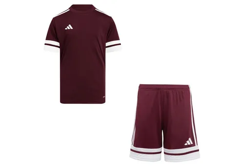 adidas Kinder Set Trikot + Hose Squadra 25 Team Maroon2/White 140 - Sportliches Set aus Trikot und kurzer Hose mit geripptem Rundhalsausschnitt. Der elastische Bund sorgt für optimalen Sitz. Mit feuchtigkeitsabsorbierender Technologie für ein angenehmes Tragegefühl. Ideal für aktive Kinder.
