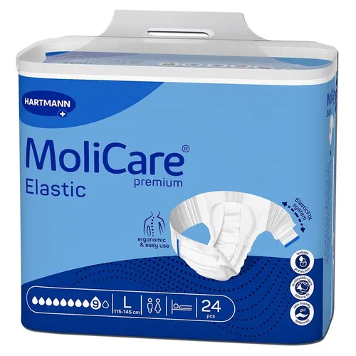 MoliCare Premium Elastic 9 Tropfen L - 24 Stück, optimaler Schutz bei schwerer Inkontinenz, hautfreundlich und mit Nässeindikator