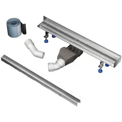 Aquabad® Duschrinne Slim Wall Pro - Eleganter Duschablauf aus Edelstahl - Sanitärinstallation, Komplett-Set mit Wandaufkantung für einfache Montage, inklusive Haarsieb und Dichtvlies für optimale Hygiene.