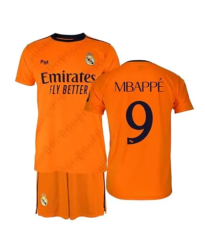 Real Madrid Set aus T-Shirt und Hose des zweiten Trikots, Saison 24/25, MBAPPE, Kinder ab 6 Jahren, offiziell lizenzierte Nachbildung