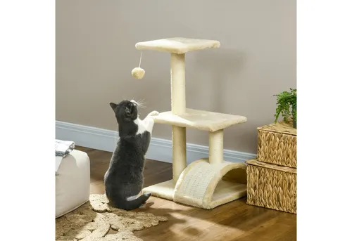 PawHut Kratzbaum 72 cm - Aktivitätskratzbaum für mittelgroße Katzen, ausgestattet mit Sisalstämmen und weichem Plüsch für Komfort und Spielspaß.