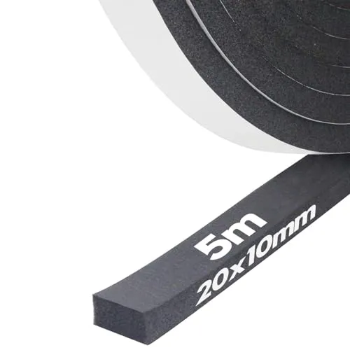 Storystore Dichtungsband Selbstklebend, Schaumstoff Dichtungsband 20 mm(B) x10 mm(D), Moosgummi selbstklebend für Tür Fenster, türdichtung, wetterfest, Anti-Kollision, Schalldämmung, Gesamtlänge 5 m