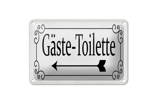 Blechschild Hinweis 18x12 cm Gäste-Toilette links Pfeil Deko Schild