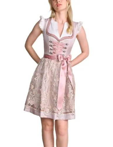 Krüger Damen Mini Dirndl Marielena mit Schnürung, 50cm in pink von Krüger