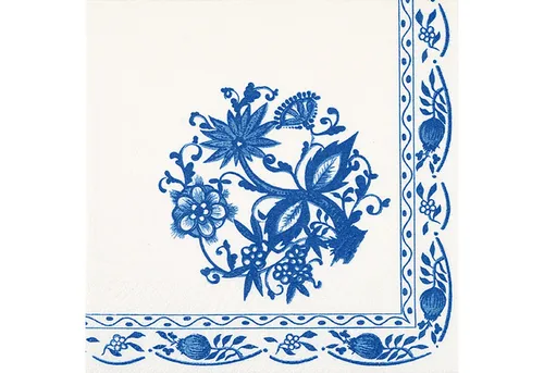 ti-flair Papierserviette, Servietten Papier 33x33cm 3-lagig Zwiebelmuster 20 Stück Weiß / Blau