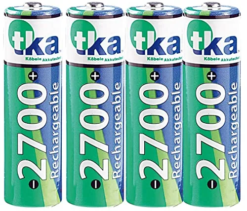 tka 4er-Set NiMH-Akkus Typ AA - 2.700 mAh mit Aufbewahrungs-Box - Elektrowerkzeug-Akkus: Leistungsstarke NiMH-Akkus mit 2.700 mAh, ideal für langlebige Energie und inklusive praktischer Aufbewahrungs-Box.