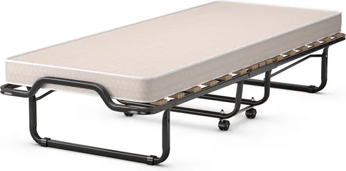COSTWAY 80x200cm Klappbett mit Matratze - 120kg belastbar - Klappbett für Gäste, robust mit hochbelastbarem Rahmen und bequemer 10 cm Memory-Schaum-Matratze. Platzsparendes Design und einfach zu transportieren, ideal für kleine Räume oder Büros.