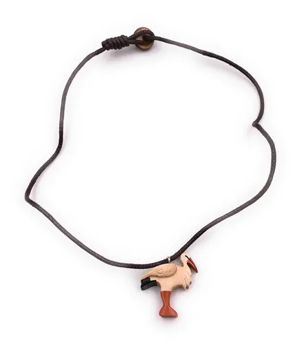 Storch Vogel Baby Kranich Handmade Kette Holz Länge 49 cm