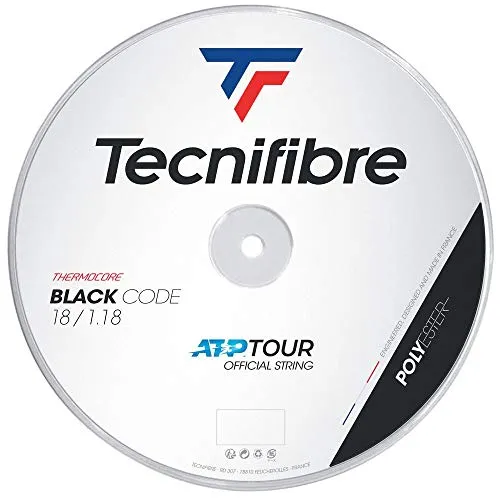 Tecnifibre Black Code Tennissaite 200m Rolle - 5-eckige Polyester-Saite für extreme Spin-Annahme, mit ThermoCore-Technologie für mehr Komfort und einen größeren Sweetspot – ideal für ambitionierte Tennisspieler.